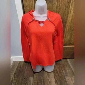 Jeanne Pierre Womens Cotton Size Med Hoodie Orange